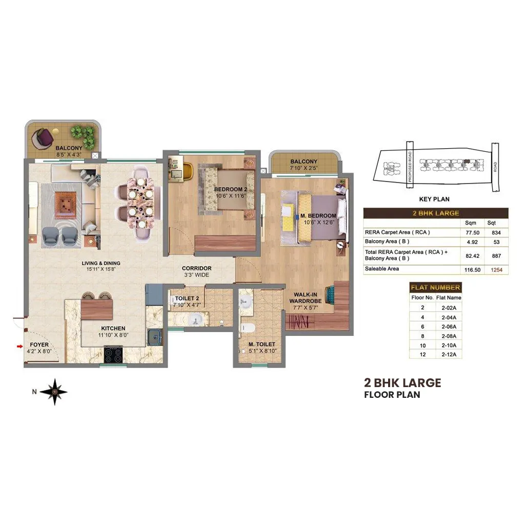 Aqua Bay 2 BHK floor plan